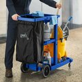 Lavex Blue 3-Shelf Janitor Cart with Black Vinyl Zippered Bag 274JC3BLZPBK